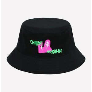 NWT Bioworld Ghost Face Icon of Halloween Pink & Green Chillin Killin Bucket Hat